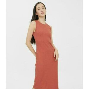Zara Burnt Orange Ribbed Tank Midi Dress Size Medium